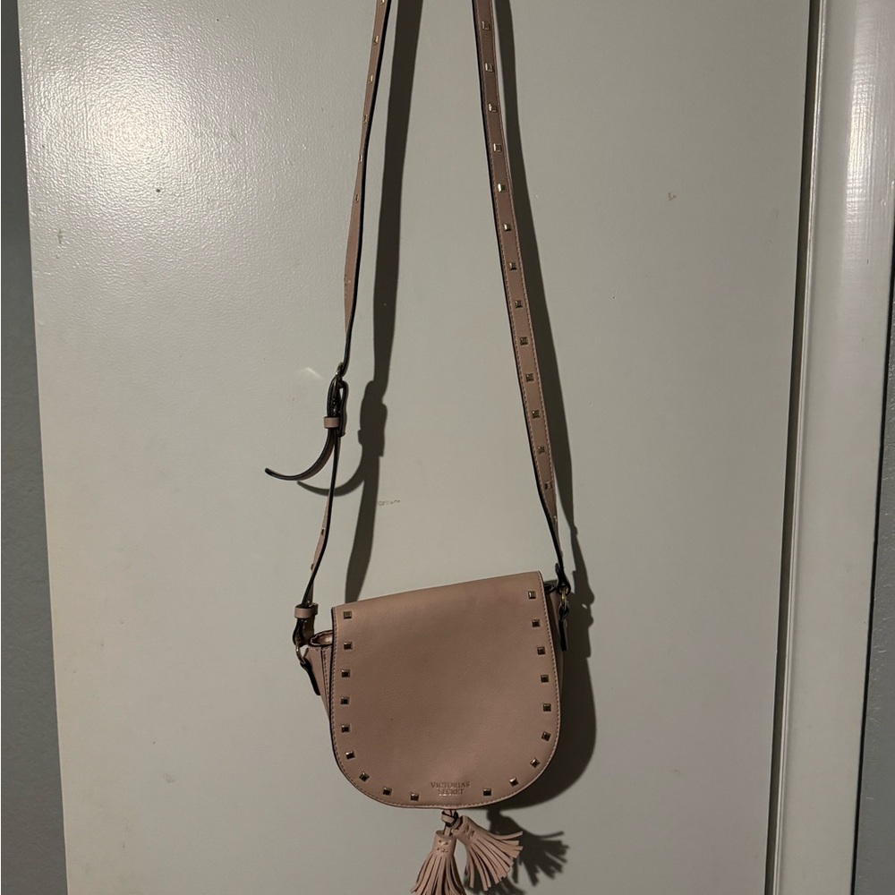 Studded Tassel Crossbody Bag - Blush Pink